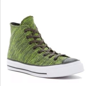 Men’s size 11 converse high top shoes volt green